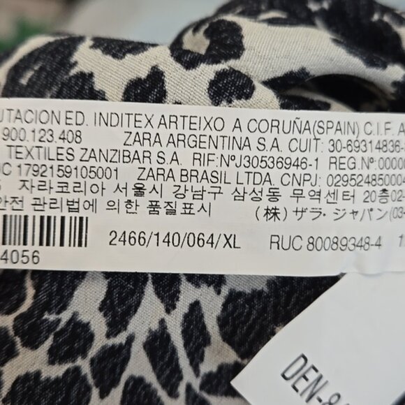 Zara Animal Print Long Sleeve Lightweight Black and White Women's Top Size XL - Picture 12 of 15